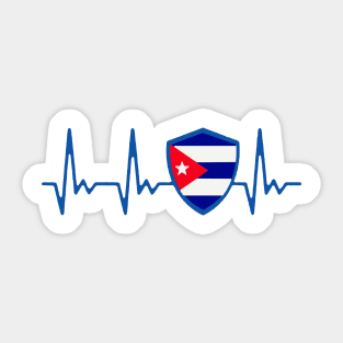 Cuba Heartbeat Proud Cuban Flag Sticker